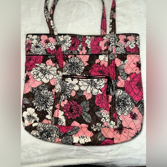 Vera Bradley Tote w/ Tortoise Shell Toggle Closure in Mocha Rouge - Picture 4 of 8